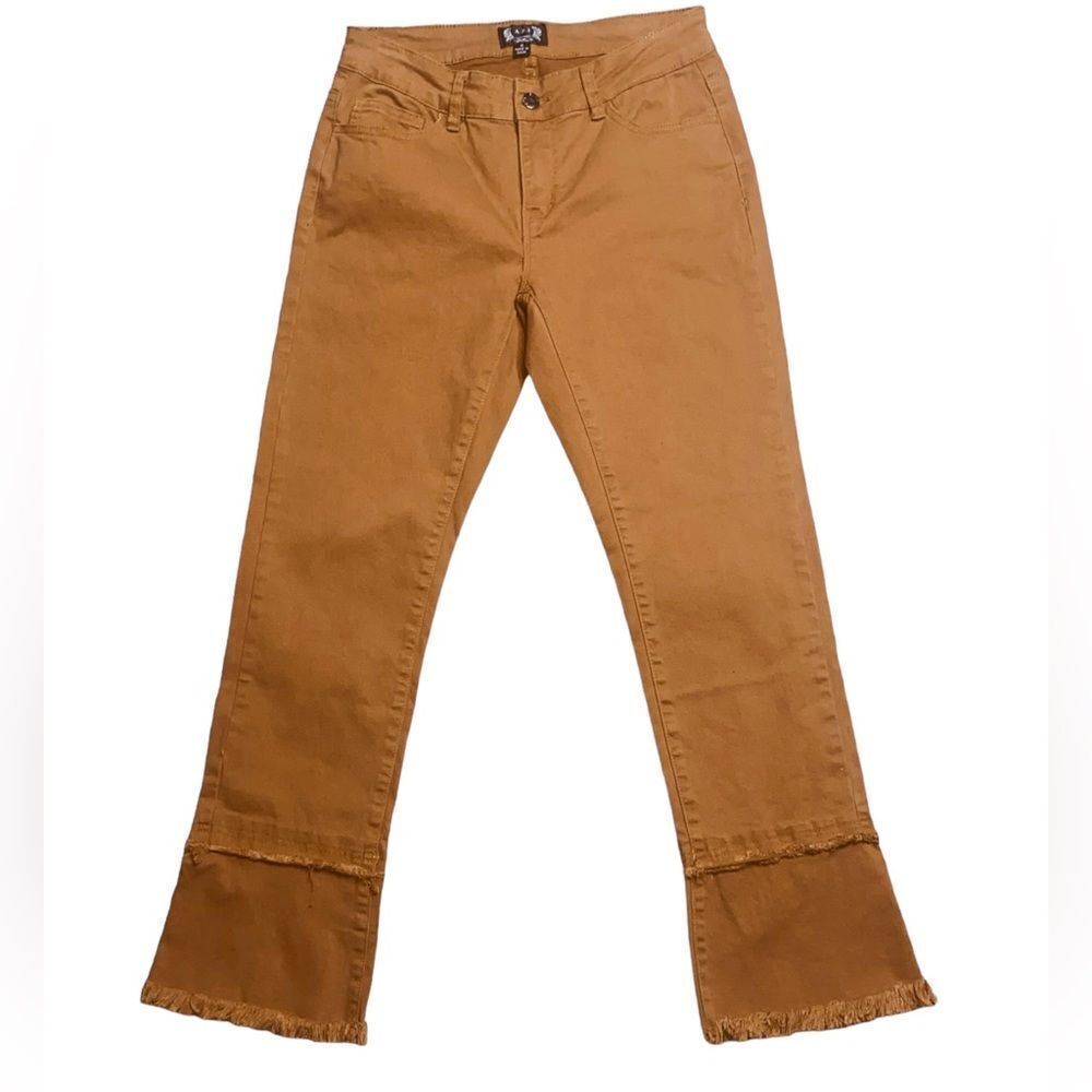 A.Z.I. Audrey Sz 4 Orange Bootcut Stretch Mid Rise Double Hem Frayed Denim Jeans